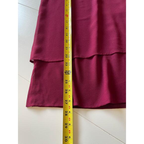 Michael Michael Kors Top Mixed Media Layered Blouse Size Med V-Neck Burgundy - Picture 10 of 10